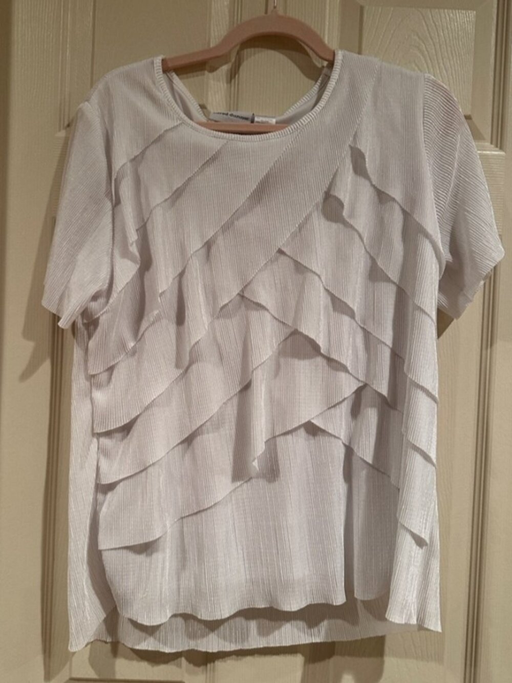 White Short-Sleeve Ruffle Layered Top